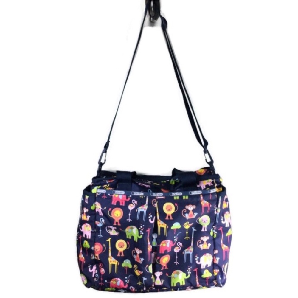LeSportSac Ryan Zoo Cute Animal Print Neutral Baby Tote Diaper Bag
